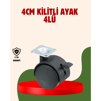 4 cm Kilitli Döner Ayak 4 Adet Sehpa ve Mobilya Ayağı - Lisinya