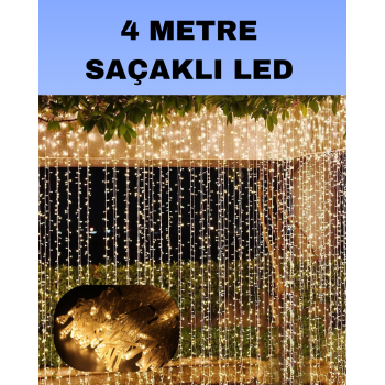 4 Metre Icicle Şelale Led Perde Işık Sarı Aydınlatma - Lisinya