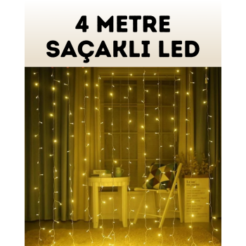 4 Metre Şelale Perde Led Işık Dış Mekan İç Mekan Uyumlu - Lisinya