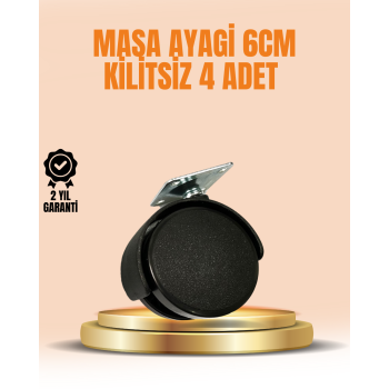6 cm Kilitsiz Masa Ayağı Tekerleği 4’lü Set Çok Amaçlı - Lisinya