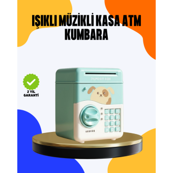 Çocuklar İçin Su Yeşili ATM Kasa Tasarımlı Şifreli Kumbara - Lisinya