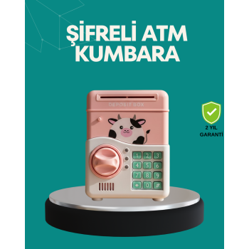 Pembe ATM Kasa Görünümlü Elektronik Şifreli Çocuk Kumbarası - Lisinya