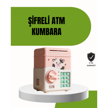 ATM Tasarımlı Pembe Işıklı Sesli Çocuk Kumbarası - Lisinya