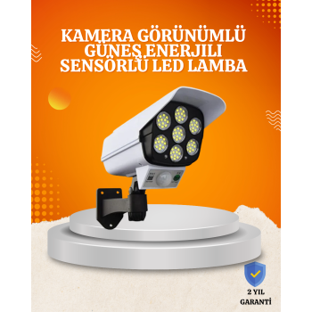 Solar Şarjlı Hareket Sensörlü LED Dış Mekan Lambası Kamera Tasarımlı Güvenlik Işığı - Lisinya
