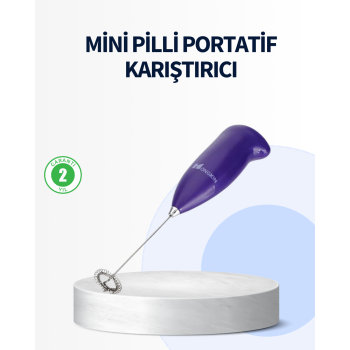 Mini Pilli Portatif Karıştırıcı – Cappuccino, Latte, Frappe ve Kahve Köpürtücü - Lisinya