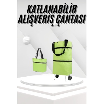 Katlanabilir Tekerlekli Pazar Market Çarşı Arabası Market Alışveriş Çantası - Lisinya