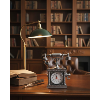 Klasik Telefon Görünümlü Masaüstü Saat ve Alarm - Lisinya