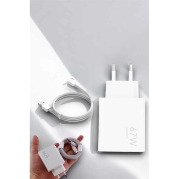 Şarj Aleti 67W Hızlı Şarj Turbo Type-C Uyumlu Şarj Adaptörü Kablosu - Lisinya