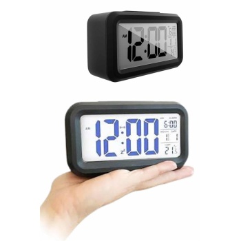 Dijital Masa Saati Termometreli Takvim Çalar Saat Led Ekran Pilli - Lisinya