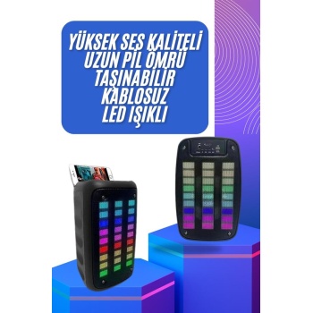 Taşınabilir 6.5 inç LED Bluetooth Kareoke Hoparlör RGB Işıklı Radyolu - Lisinya
