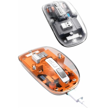 Mouse Fare Kablosuz Mouse Fare Şarjlı Bluetooth Sessiz 5 Tuşlu Şeffaf - Lisinya