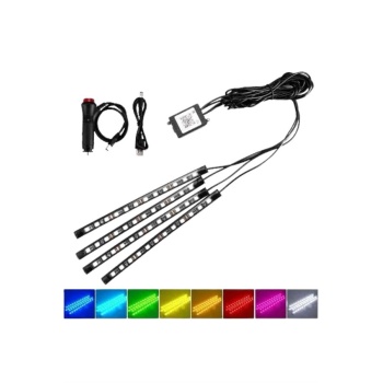Araç İçi Ayak Altı Led 12 Led Işık Sese Müziğe Duyarlı RGB Işıklı Aydınlatma Seti - Lisinya