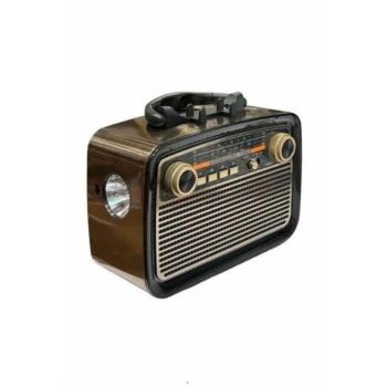 Nostalji Radyo Bluetooth Hoparlör USB-SD Kart Giriş Led Fener Işıklı Bataryalı Pilli - Lisinya