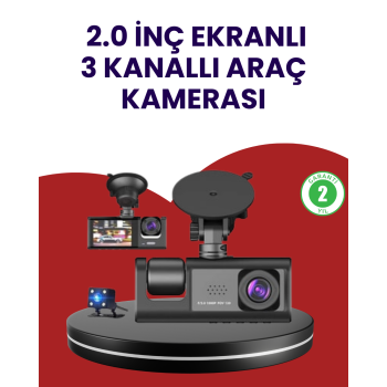 Üç Kameralı Araç Kamerası | Full HD 1080P Ön + HD İç/Arka - Lisinya