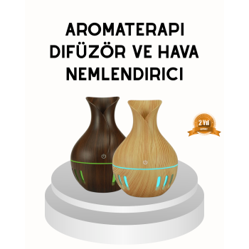 Ahşap Desenli 130 ml Aromaterapi Difüzör Sessiz ve USB Bağlantılı - Lisinya