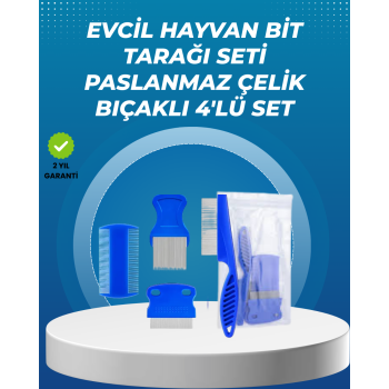 Kedi, Köpek ve Küçük Hayvanlar İçin 4 Parça Ergonomik Tarak Takımı - Lisinya