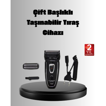 Şarjlı Kablosuz Tıraş Makinesi Çift Başlık Kuru Tıraş Ergonomik Taşınabilir - Lisinya