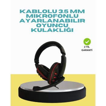 Kırmızı Işıklı Oyuncu Kulaklığı Kablolu Mikrofonlu Profesyonel - Lisinya