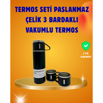 500 ml Isı Korumalı Çelik Termos ve Bardak Seti | Silikon Tabanlı, Şık ve Pratik - Lisinya