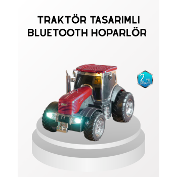 Bluetooth Nostaljik Traktör Hoparlör LED Işıklı 12W Güçlü Ses - Lisinya
