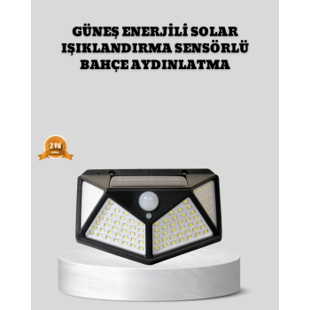 Güneş Enerjili Aydınlatma 100 LED Sensörlü Solar Dış Mekan Lamba - Lisinya