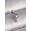 316L Çelik Gümüş Renk Pembe Zirkon Taşlı Sallantı Yıldız Detay Tragus Piercing - Lisinya