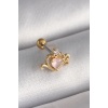 316L Çelik Gold Renk Pembe Mineli Kalp Zirkon Taş Detay Tragus Piercing - Lisinya