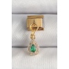 316L Çelik Gold Renk Sallantı Damla Yeşil Zirkon Taşlı Nomination Charm - Lisinya