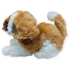 Sesli Peluş Yatan Köpek 25 cm - Kahve Beyaz (Lisinya)