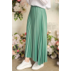 Zarif ve Modern Pileli Parlak Krep Gizli Lastikli Mint Etek ( Lisinya )