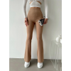 Şık Ve Rahat Yüksek Bel İspanyol Paça Fitilli Toparlayıcı Bej Tayt ( Lisinya )