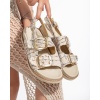 Olira Bej Simli Kemerli Sandalet - Lisinya