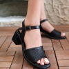 Laera Siyah Cilt Topuklu Sandalet - Lisinya