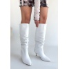 Zelya Beyaz Cilt Topuklu Çizme - Lisinya