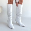 Zelya Beyaz Cilt Topuklu Çizme - Lisinya