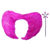 Gerçek Tüylü Katlanabilir Çocuk Pembe Melek Kanadı Ve Asa Seti 40x55 Cm - Lisinya