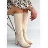 Morena Bej Cilt Bej Tabanlı Topuklu Çizme - Lisinya