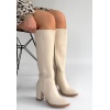 Morena Bej Cilt Bej Tabanlı Topuklu Çizme - Lisinya