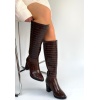 Morena Acı Kahve Desenli Rugan Topuklu Çizme - Lisinya