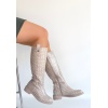 Metta Bej Cilt Desenli Çizme - Lisinya