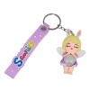 Figürlü ve Işıklı Silikon Anahtarlık -  Kız Figür - Mor (Lisinya)