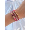 Pembe Renk Zirkon Taşlı Deri Çoklu Bileklik - Lisinya