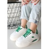 Chris Beyaz Cilt Yeşil Detaylı Bağcıklı Spor Ayakkabı - Lisinya