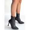 Orjen Siyah Cilt Streç Topuklu Bot - Lisinya