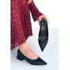 Ferla Siyah Cilt Topuklu Ayakkabı - Lisinya