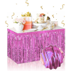Kendinden Yapışkanlı Pembe Metalize Püsküllü Masa Eteği – 75 X 275 Cm Parti Süslemesi - Lisinya