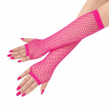 80’ler 90’lar Retro Neon Fuşya Şeker Pembesi File Parmaksız Eldiven 26 Cm - Lisinya
