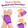 80’ler 90’lar Retro Mor File Parmaksız Kısa Eldiven 11 Cm - Lisinya