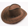 Bağcıklı Çocuk Boy Nubuk Süet Kovboy Şapkası Koyu Kahve Renk - Lisinya