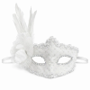 Beyaz Tüylü Venedik Lüks Balo Maskesi - Lisinya
